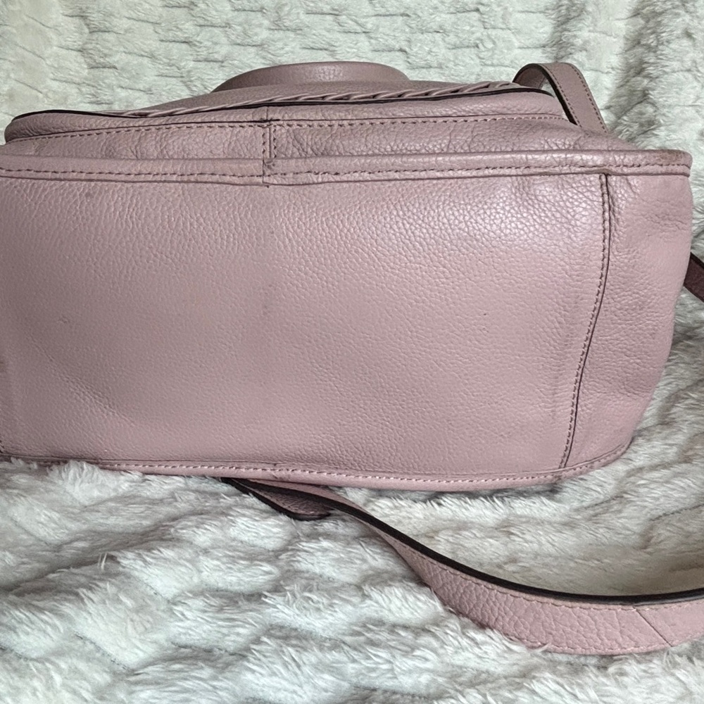 orYANY Blush Pink Pebbled Leather Satchel Braided Detail Gold Hardware - Picture 7 of 9